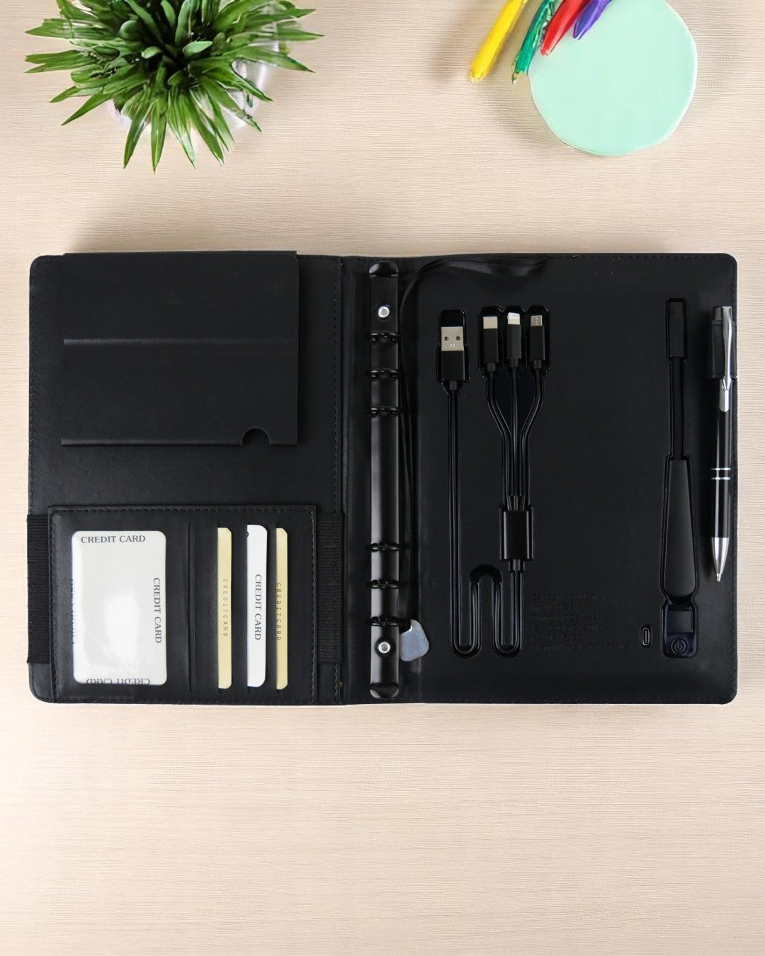 Personalized Smart Diary with Wireless Charging, Table Lamp & LED Name Display | 8000mAh Powerbank Organizer
