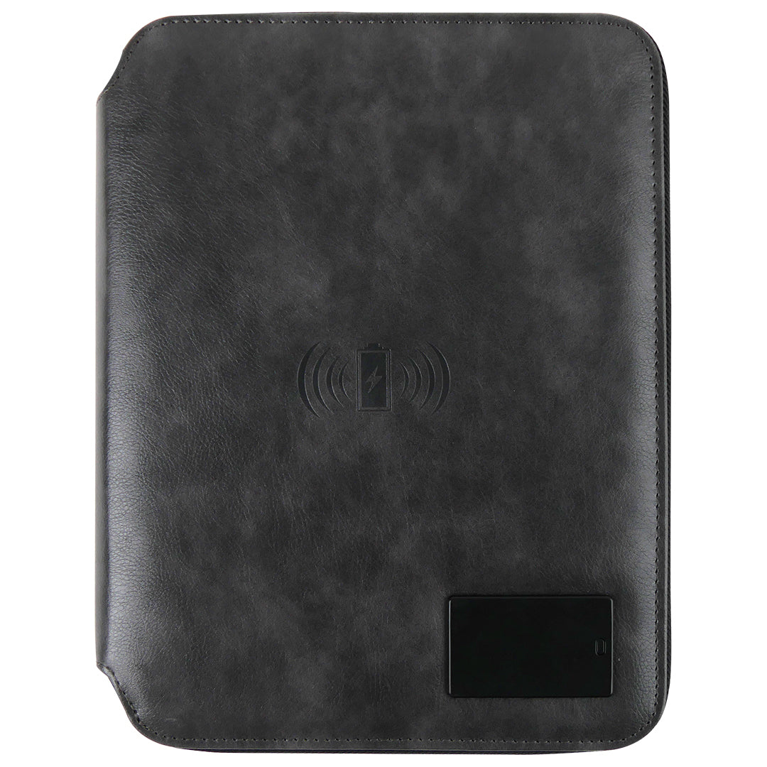 Smart Zip Leather Powerbank Diary with Wireless Charging and Built-in Table Lamp | 8000mAh Multi-Utility Organizer