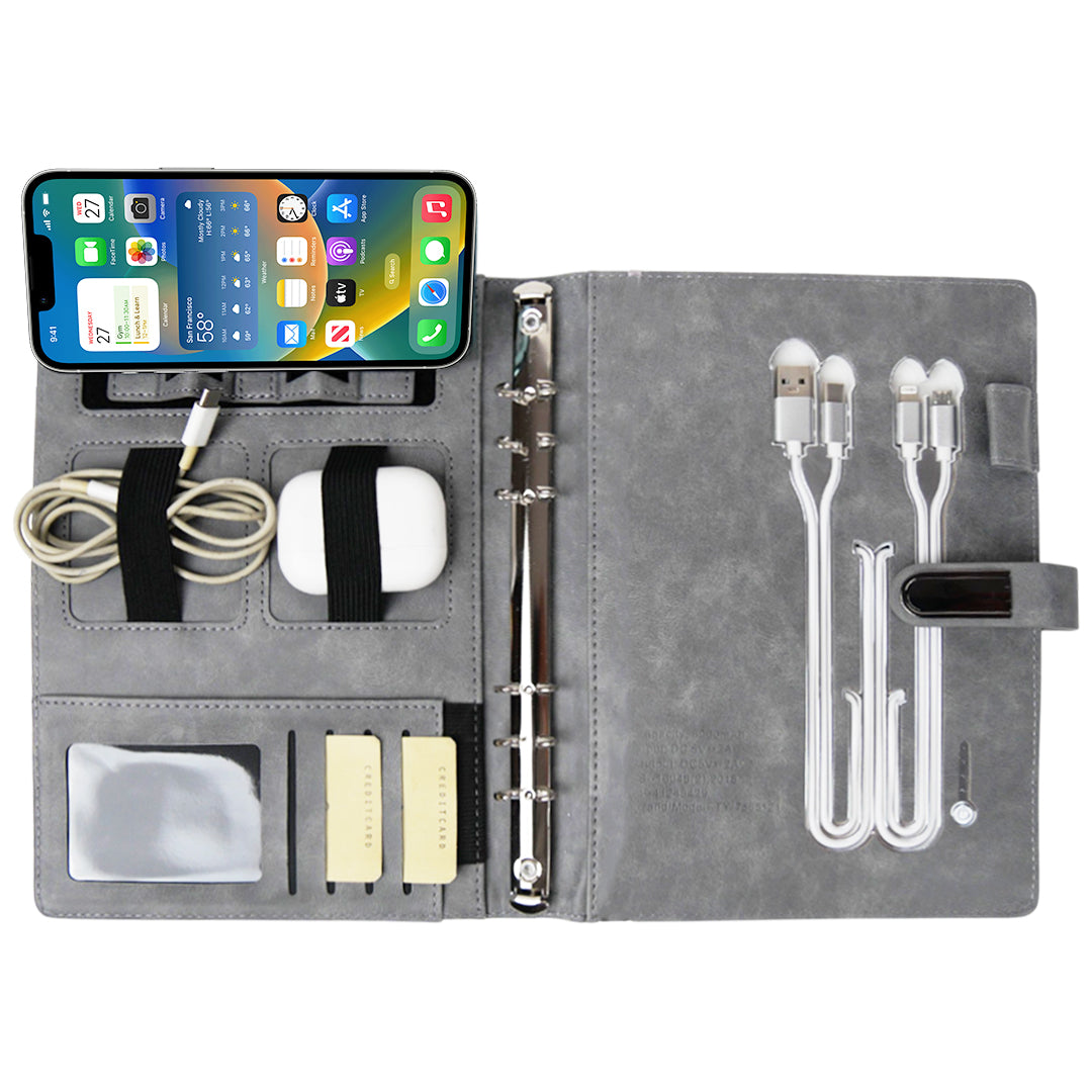 Premium Smart Powerbank Diary with 16GB Pendrive, Mobile Stand & Metal Lock | All-in-One Corporate Gift Organizer