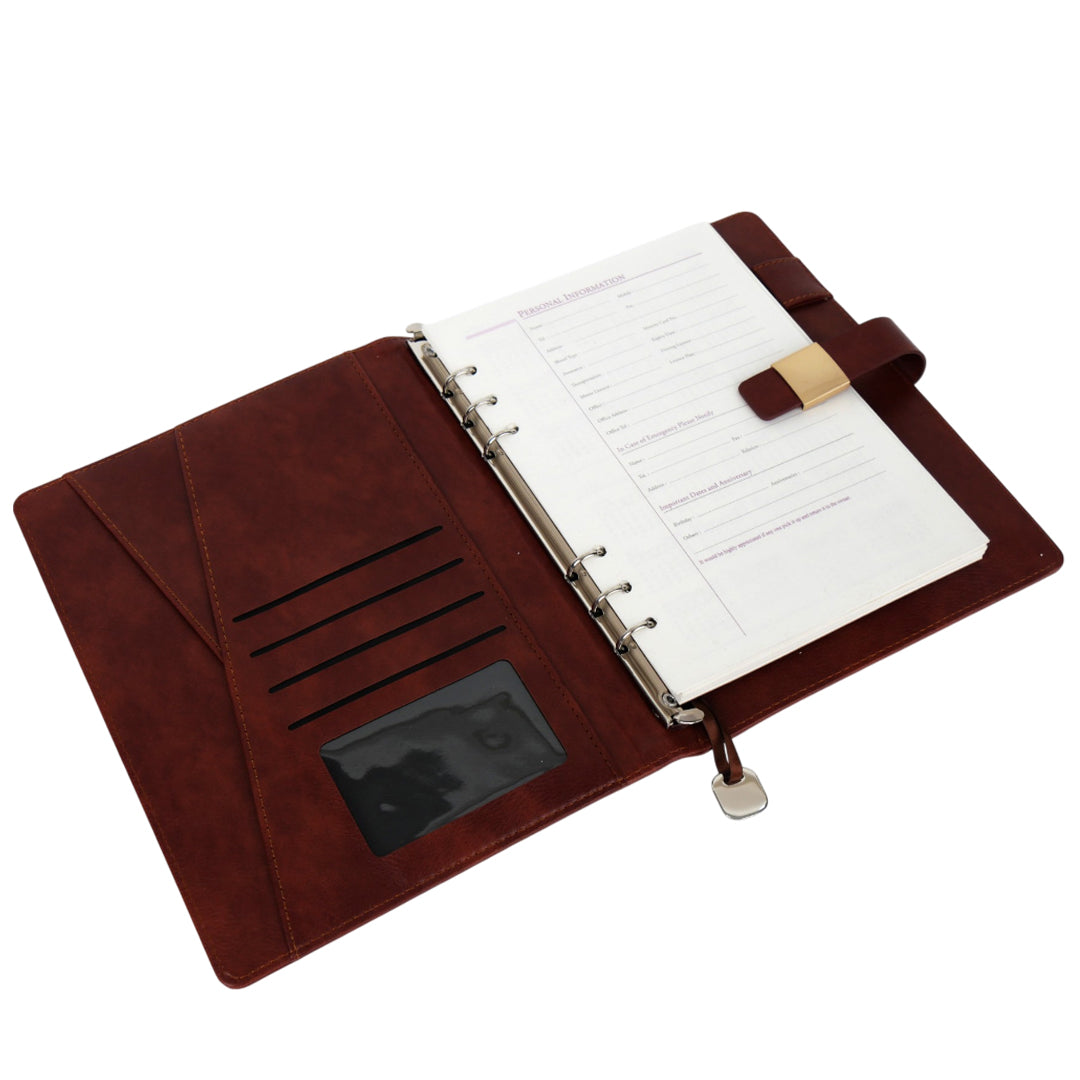 Smart Leather Powerbank Diary Organizer – 8000mAh | Multipurpose Corporate Gift with Charging Cable, Card Slots & Pen Loop