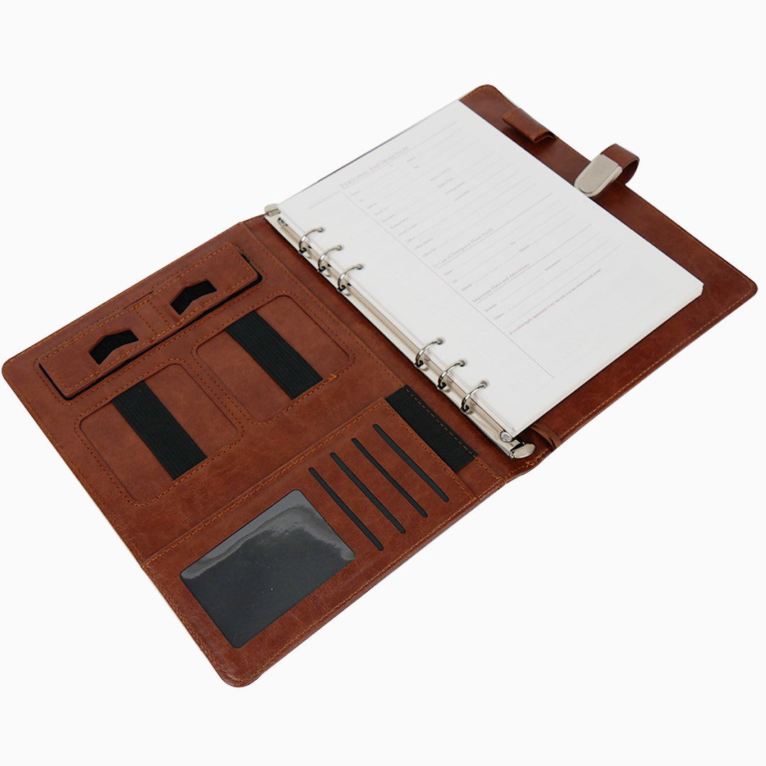 Smart Leather Powerbank Diary with Wireless Charging and Mobile Stand | 8000mAh Organizer for Corporate Gifting
