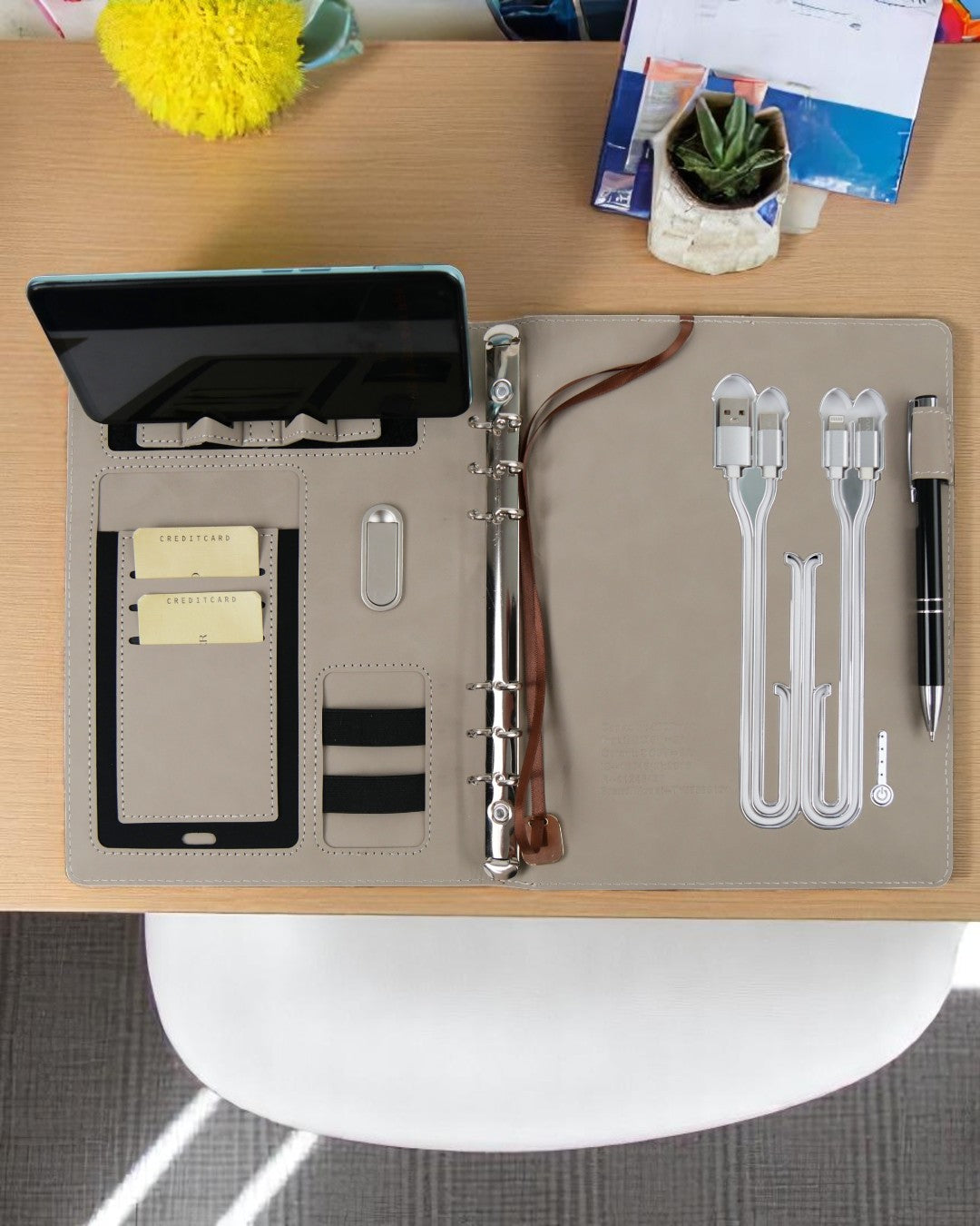 Premium Smart Powerbank Diary with 16GB Pendrive, Mobile Stand | All-in-One Corporate Gift Organizer