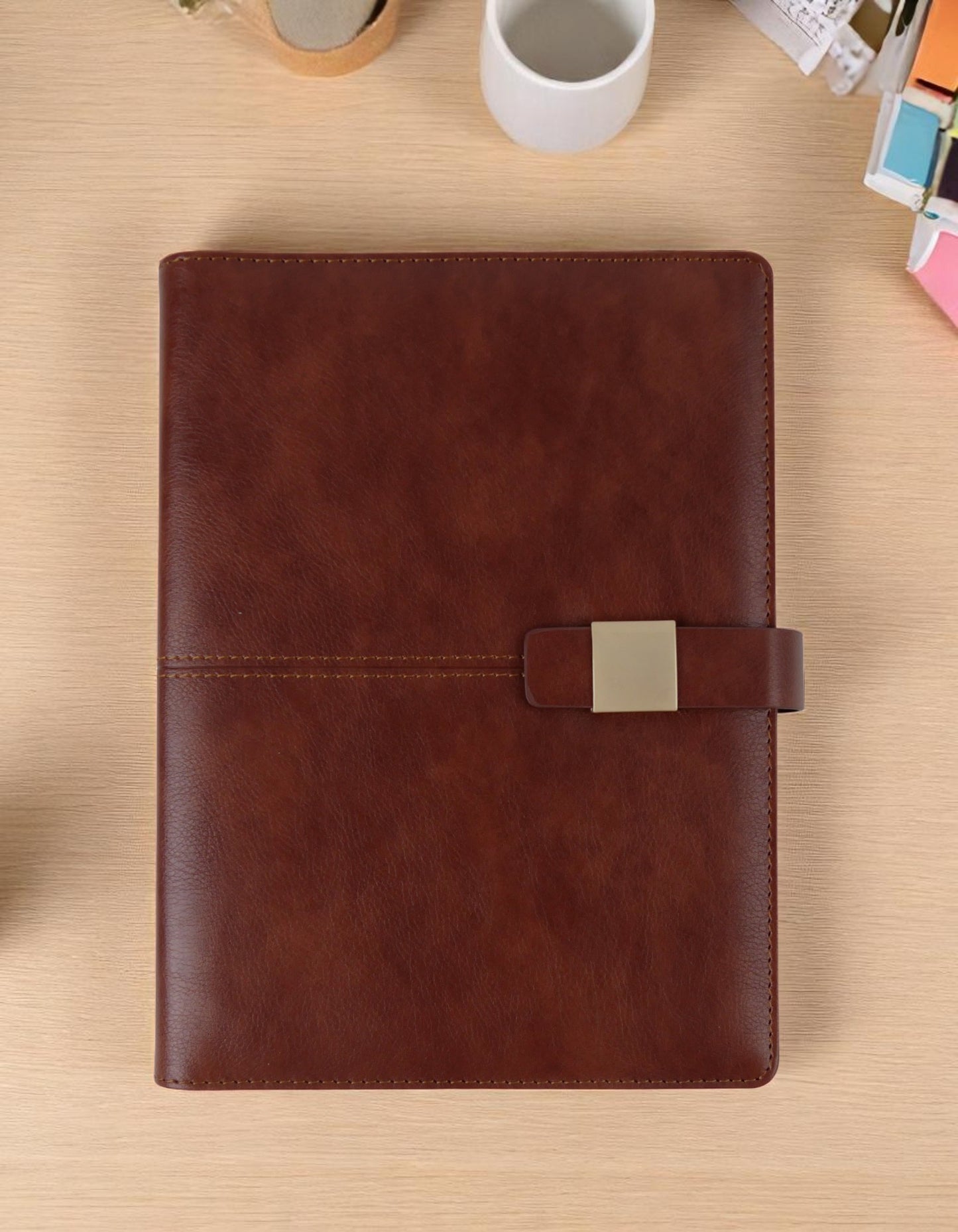 Smart Leather Powerbank Diary Organizer – 8000mAh | Multipurpose Corporate Gift with Charging Cable, Card Slots & Pen Loop