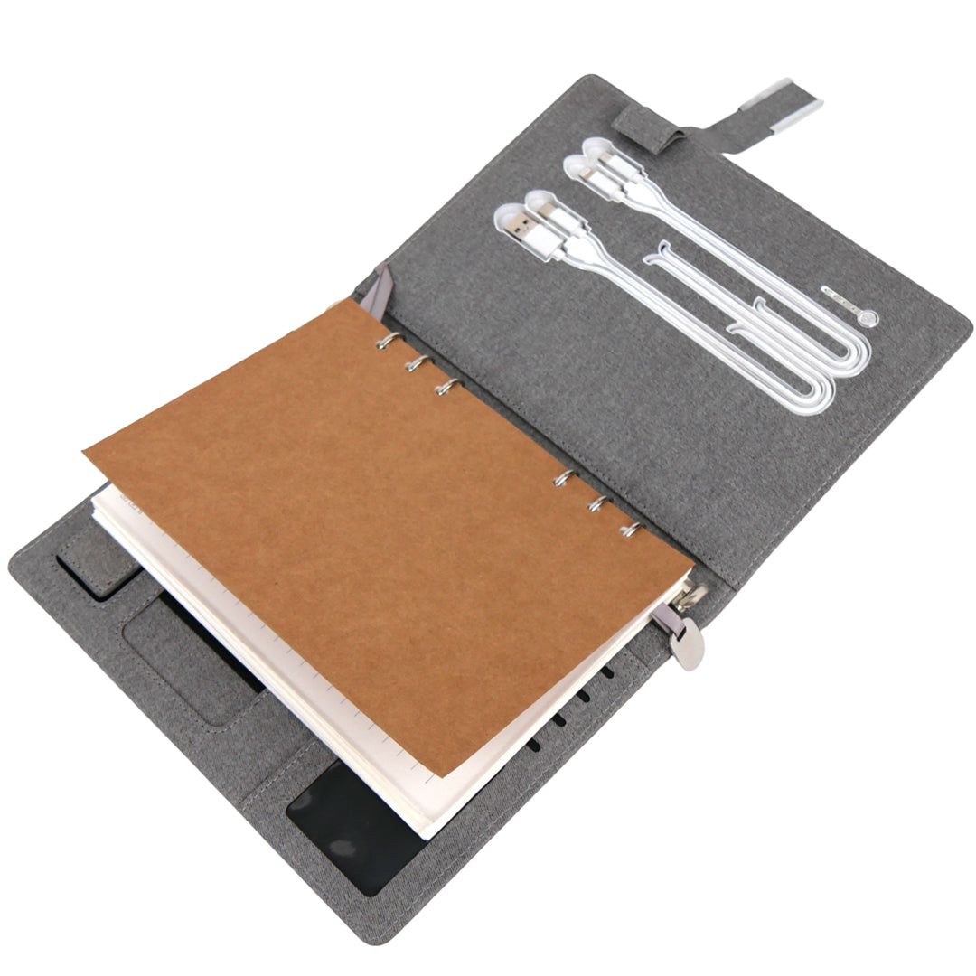 Smart Leather Powerbank Diary with Wireless Charging and Mobile Stand | 8000mAh Organizer for Corporate Gifting