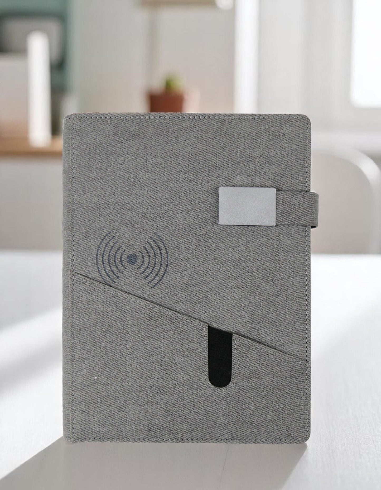 Smart Leather Powerbank Diary with Wireless Charging and Mobile Stand | 8000mAh Organizer for Corporate Gifting