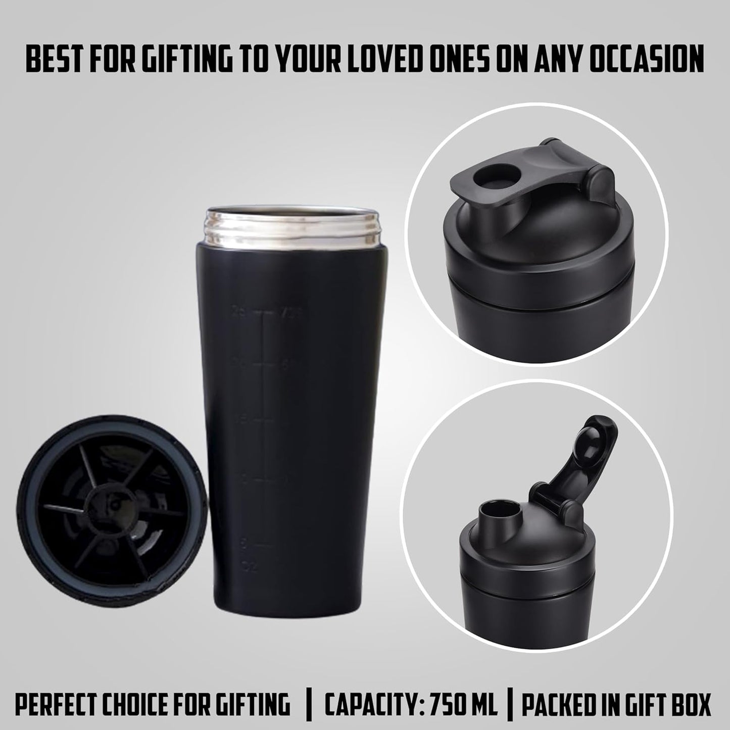 Personalised Stainless Steel Gym Shaker Bottle – 750 ML | Leak-Proof, Customised Fitness Companion