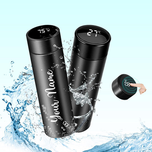 Personalised Stainless Steel Smart Temperature Bottle – 500 ML | 6-8 Hour Hot & Cold | Laser Name Engraved