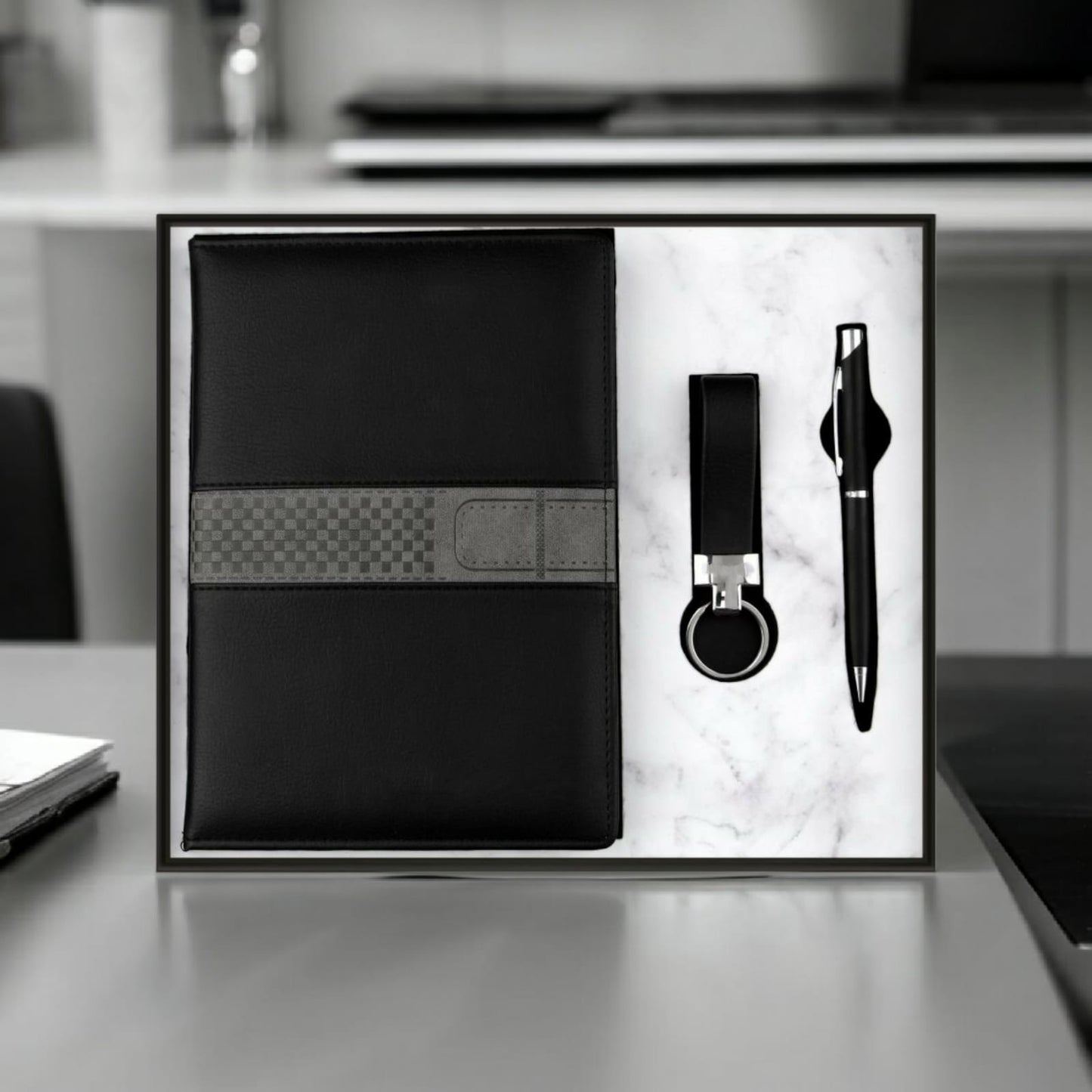 PU leather Notebook pen and keychain combo for corporate gifts