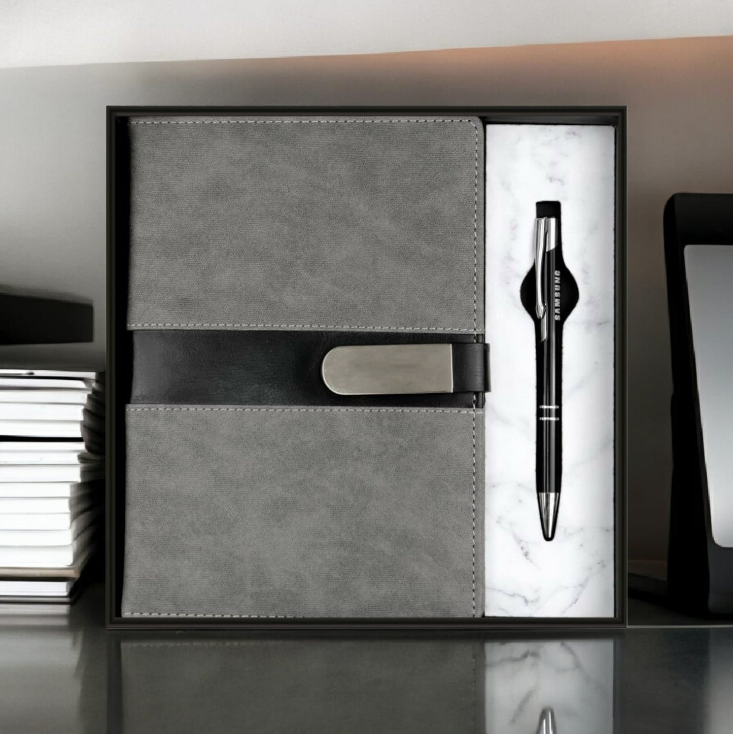PU Leather Notebook & Metal Pen combo Giftset