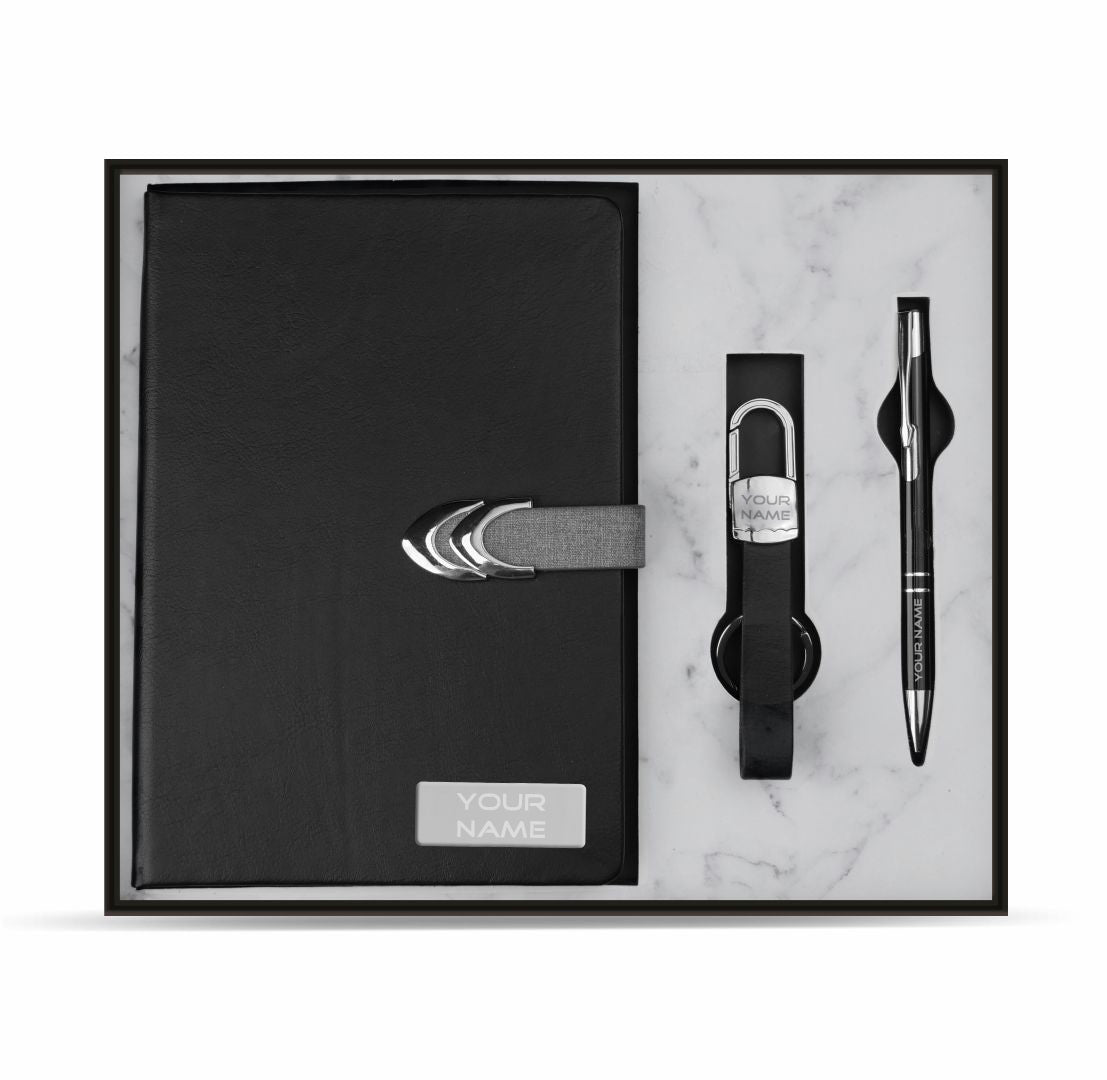 PU leather Notebook pen and keychain combo