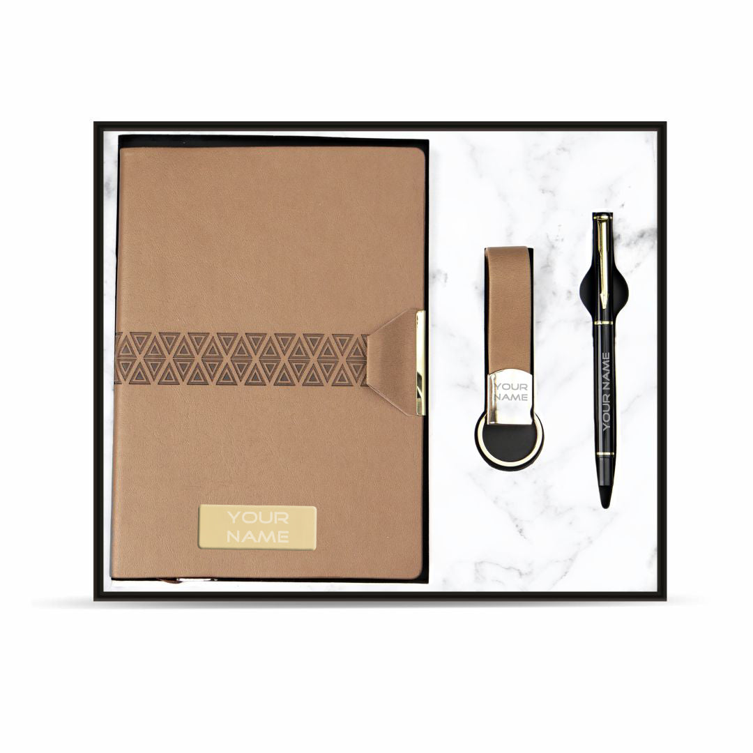 PU leather Notebook pen and keychain combo