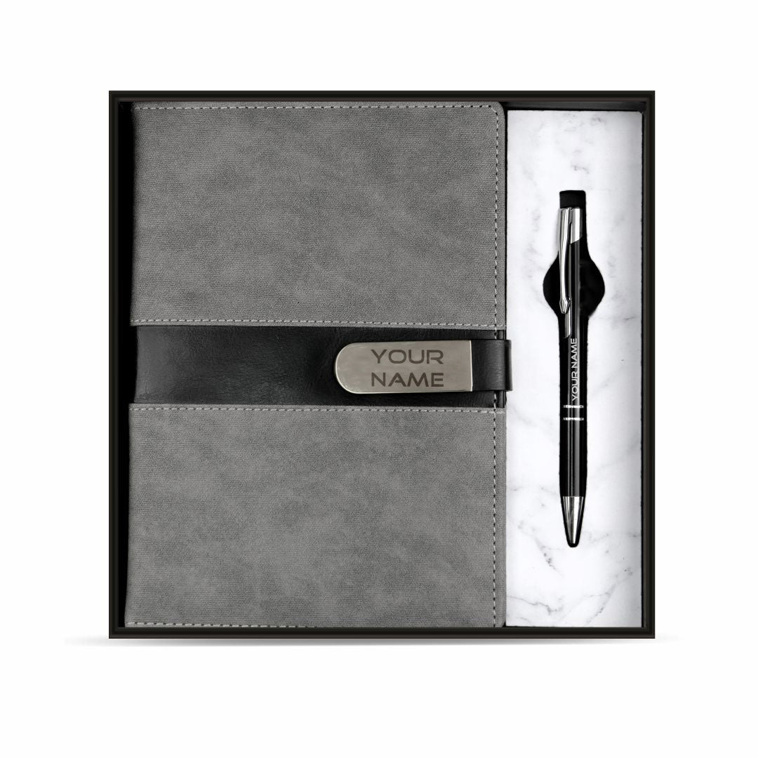 PU Leather Notebook & Metal Pen combo Giftset