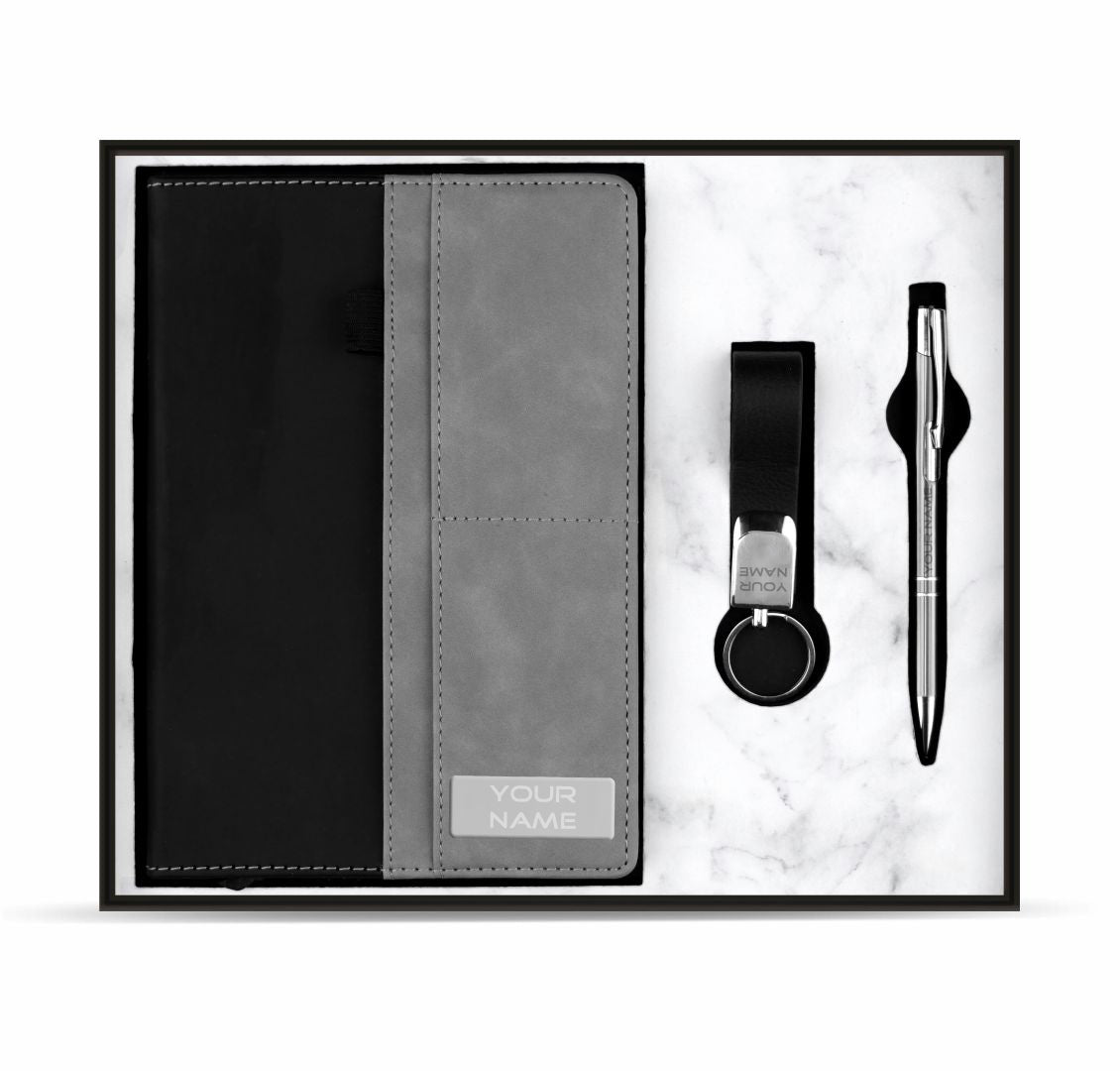 PU leather Notebook pen and keychain combo
