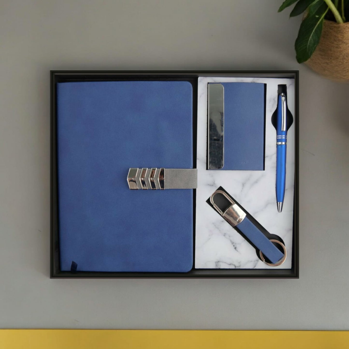 Blue PU leather corporate gift set