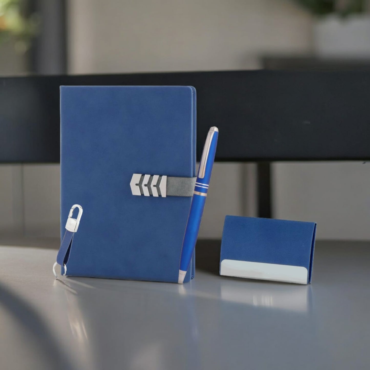 Blue PU leather corporate gift set