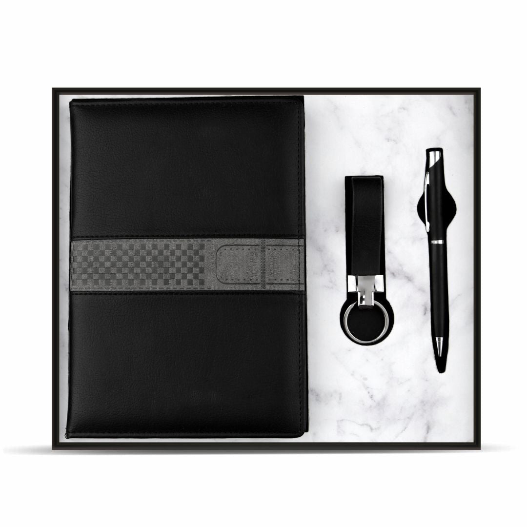 PU leather Notebook pen and keychain combo for corporate gifts