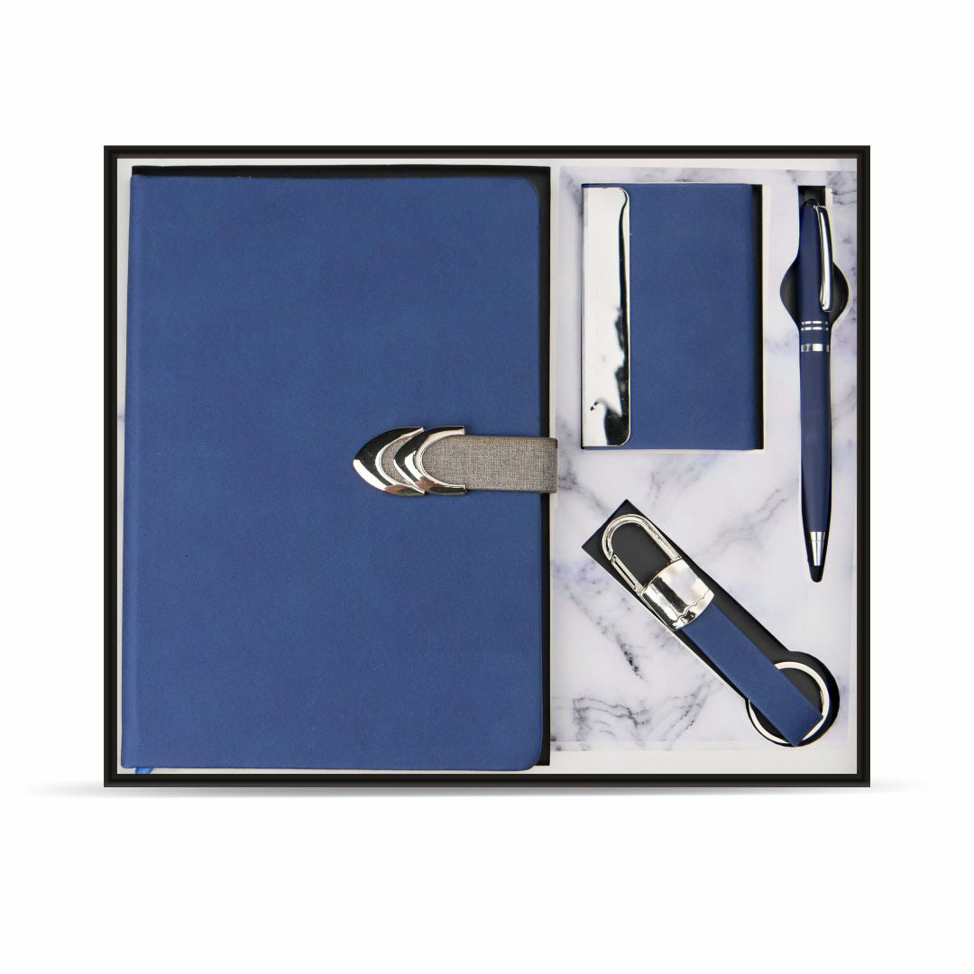 Blue PU leather corporate gift set