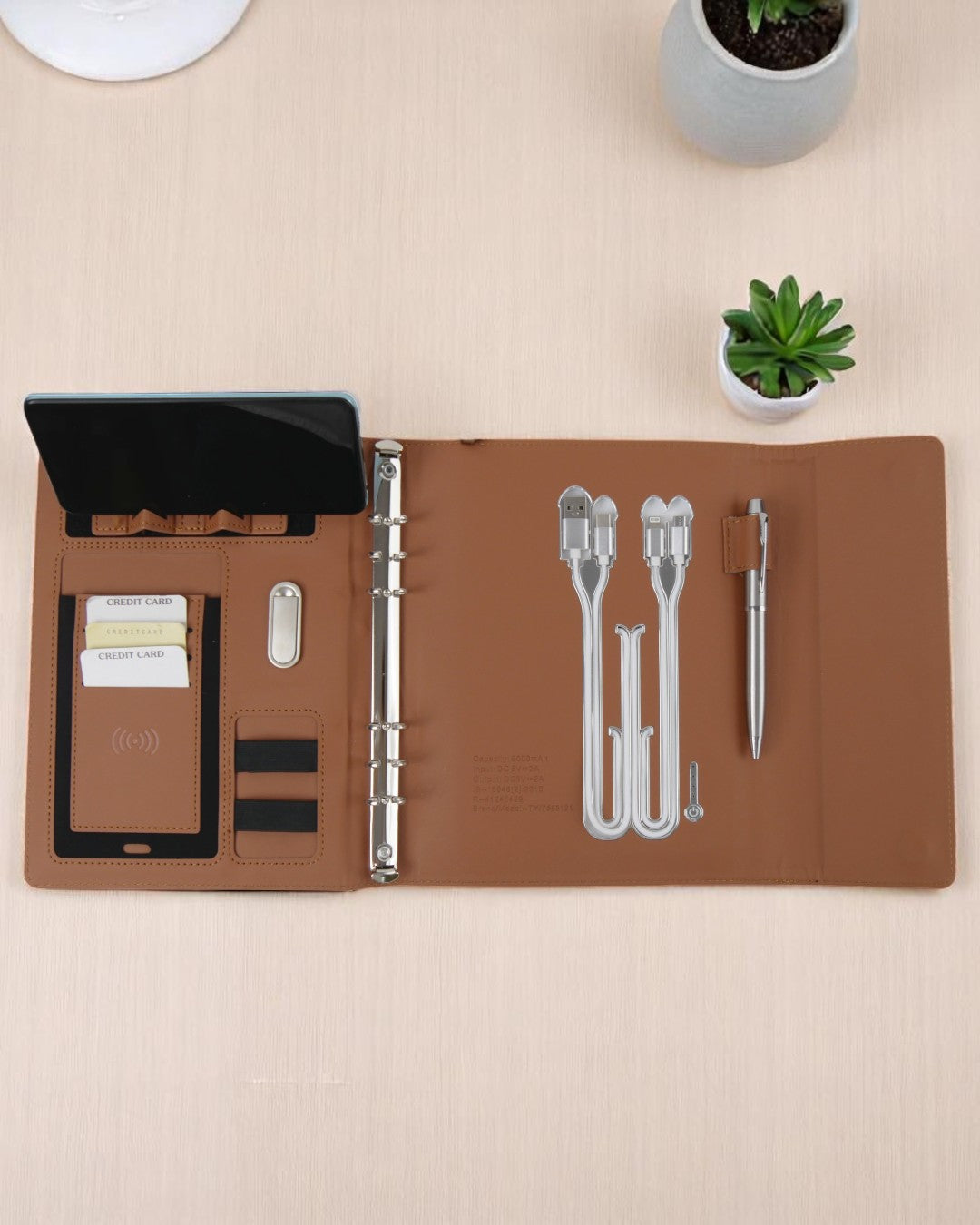 Premium Smart Powerbank Diary with 16GB Pendrive, Mobile Stand & Metal Lock | All-in-One Corporate Gift Organizer