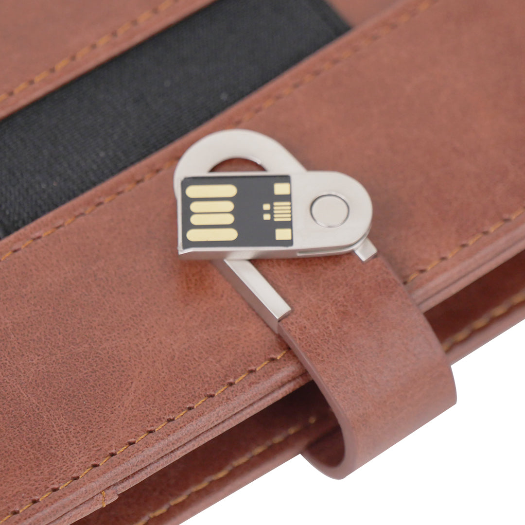 Smart Leather Powerbank Diary with Wireless Charging and Mobile Stand | 8000mAh Organizer for Corporate Gifting