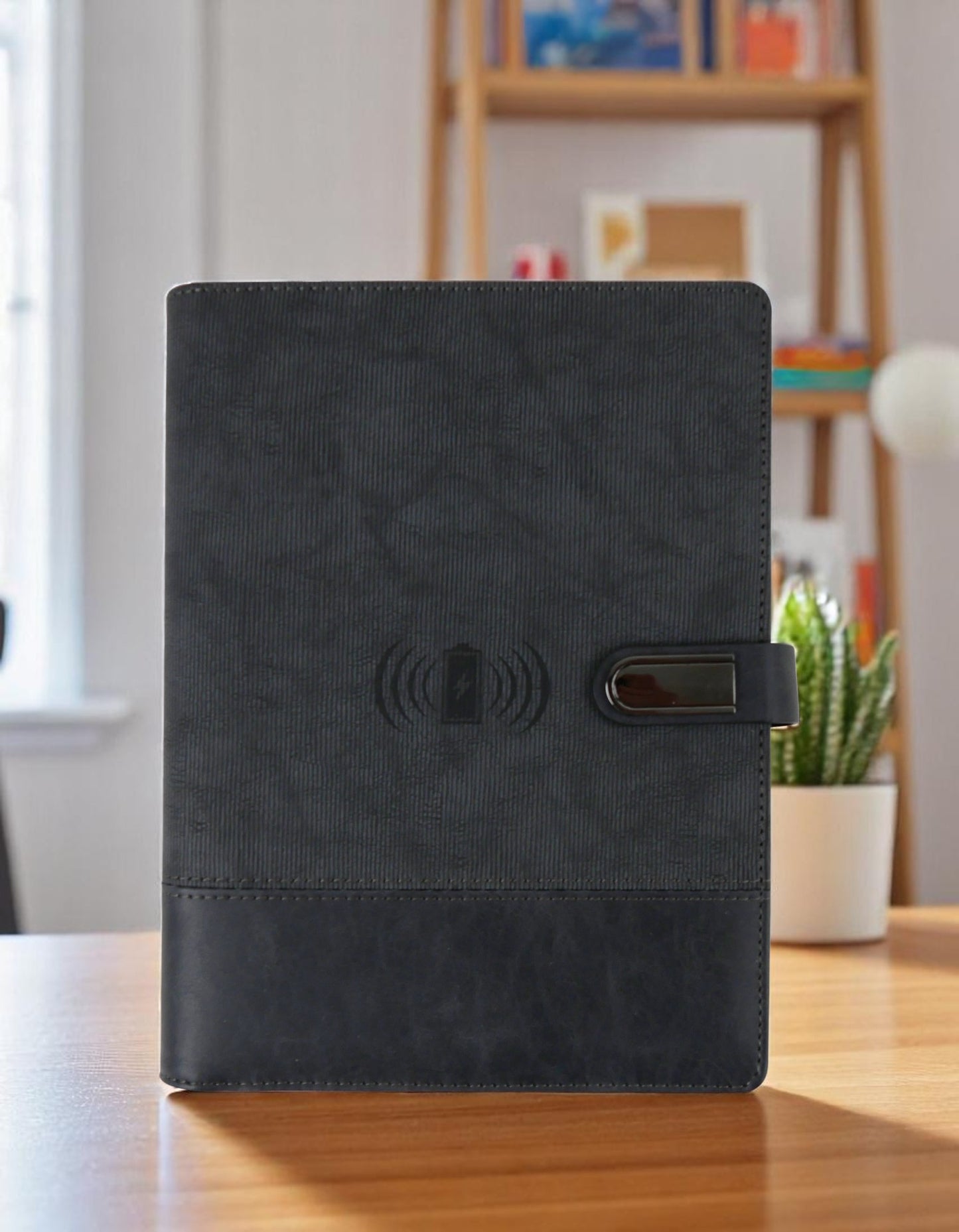 Smart Leather Powerbank Diary with Wireless Charging and Mobile Stand | 8000mAh Organizer for Corporate Gifting