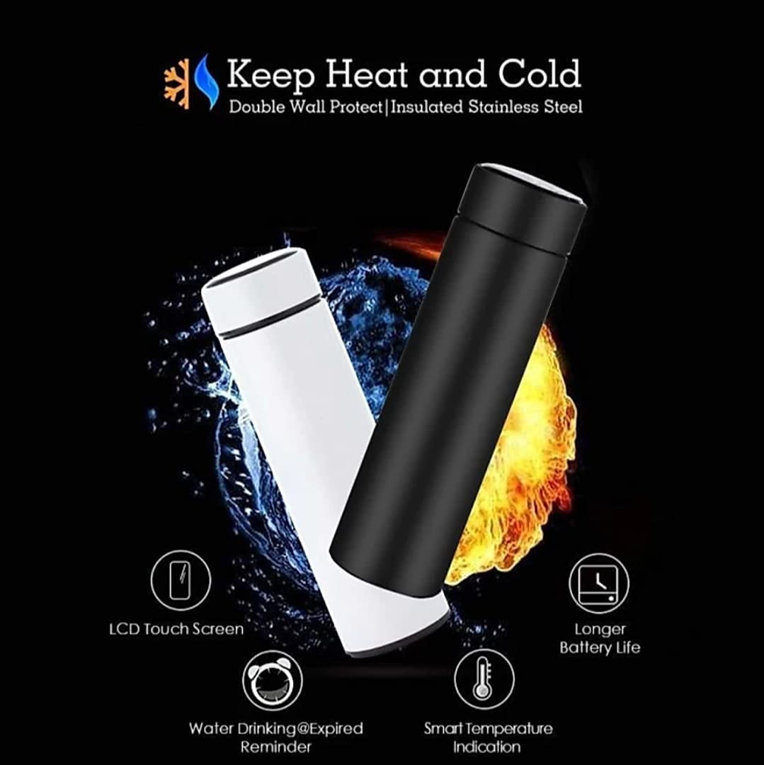 Personalised Stainless Steel Smart Temperature Bottle – 500 ML | 6-8 Hour Hot & Cold | Laser Name Engraved