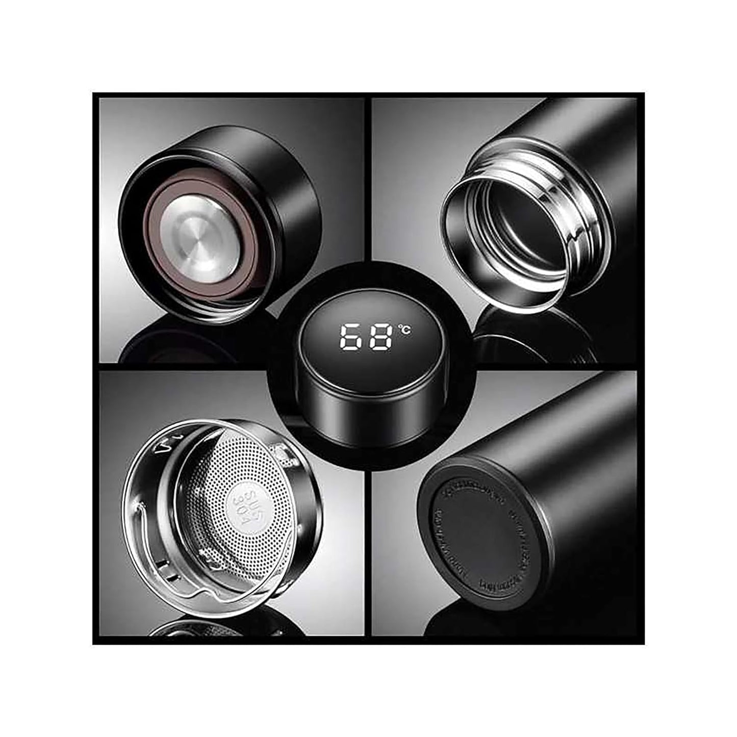Personalised Stainless Steel Smart Temperature Bottle – 500 ML | 6-8 Hour Hot & Cold | Laser Name Engraved