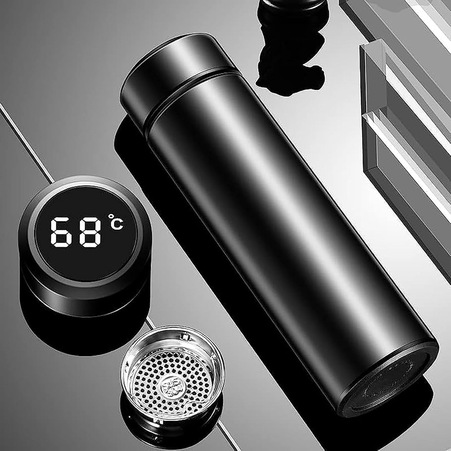 Personalised Stainless Steel Smart Temperature Bottle – 500 ML | 6-8 Hour Hot & Cold | Laser Name Engraved