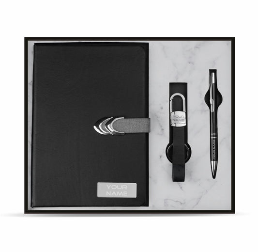 PU leather Notebook pen and keychain combo