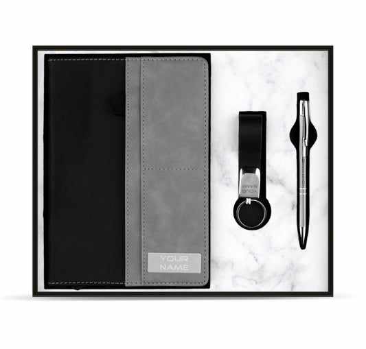 PU leather Notebook pen and keychain combo