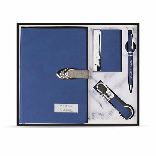 Blue PU leather corporate gift set